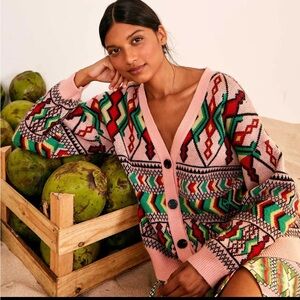 FARM Rio Amulet Geometric Multicolor Oversized Fit  Cardigan size S Sold out